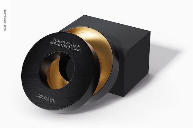 Premium round packaging mockup, rechte ansicht