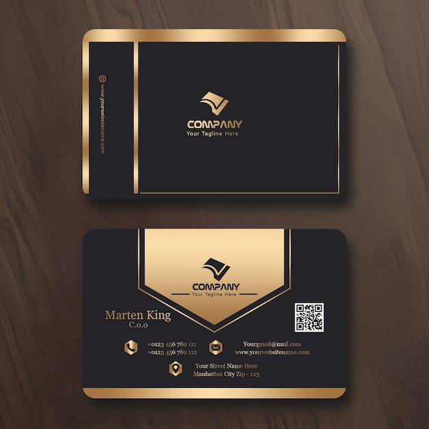 Premium-Schwarz- und Gold-Luxus-Visitenkarten-Design