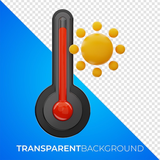 Premium-wetterthermometer heißes symbol 3d-rendering auf isoliertem hintergrund png