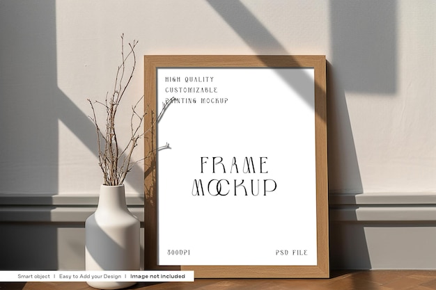 Premium Wood Frame Photoshop Mockup per Poster Art Painting e Branding