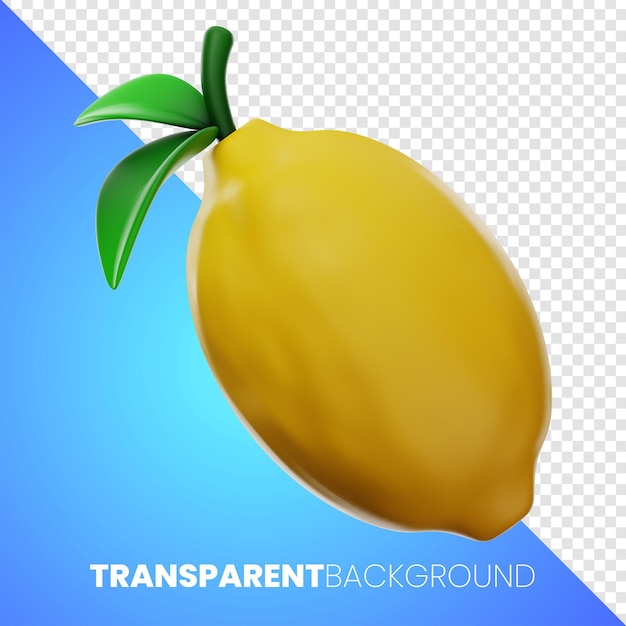Premium-Zitronen-Essen-Symbol 3D-Rendering auf transparentem Hintergrund mit hoher Auflösung PNG