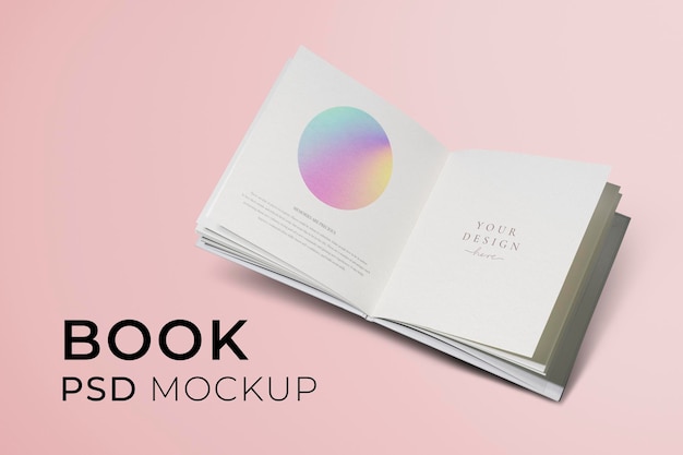 Prenota mockup psd, grafica sfumata e sfondo rosa