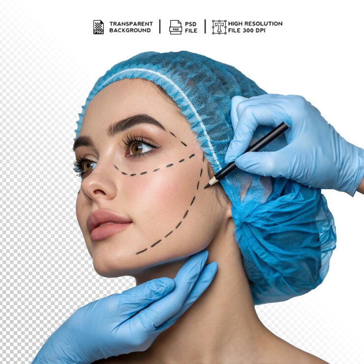 PSD preparação para cirurgia plástica marcas de desenho do médico