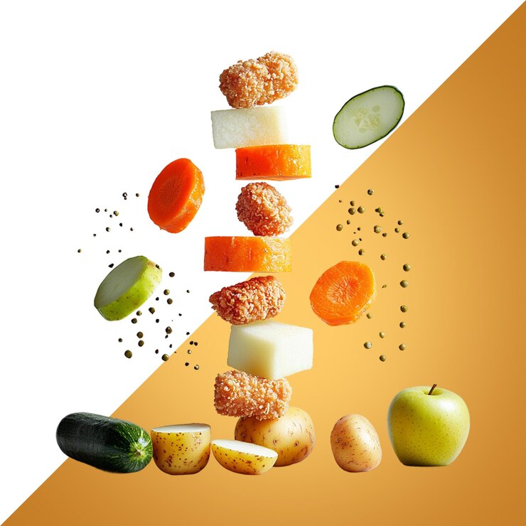 PSD preparación de comidas coloridas y equilibradas con frutas y verduras frescas
