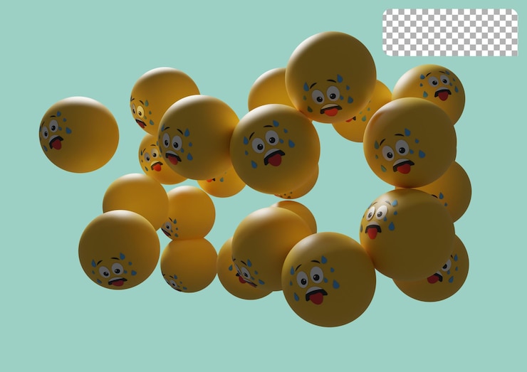PSD presentación en 3d emoji ilustración del personaje de caras de emoticonos. emojis flotantes o emoticonos perfectos para