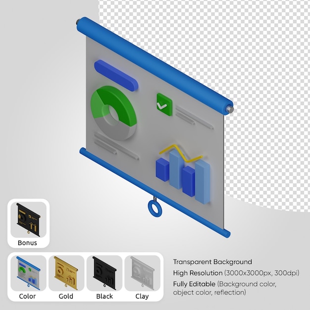 Presentación 3d con estadística