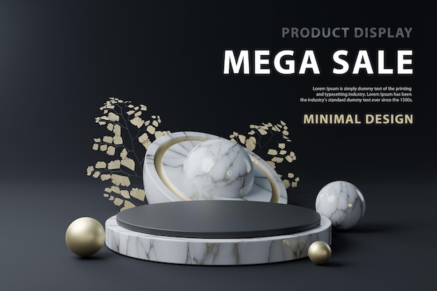 PSD presentación de la etapa de mega venta de productos de lujo fondo de exhibición con maqueta de plantilla de mármol y oro