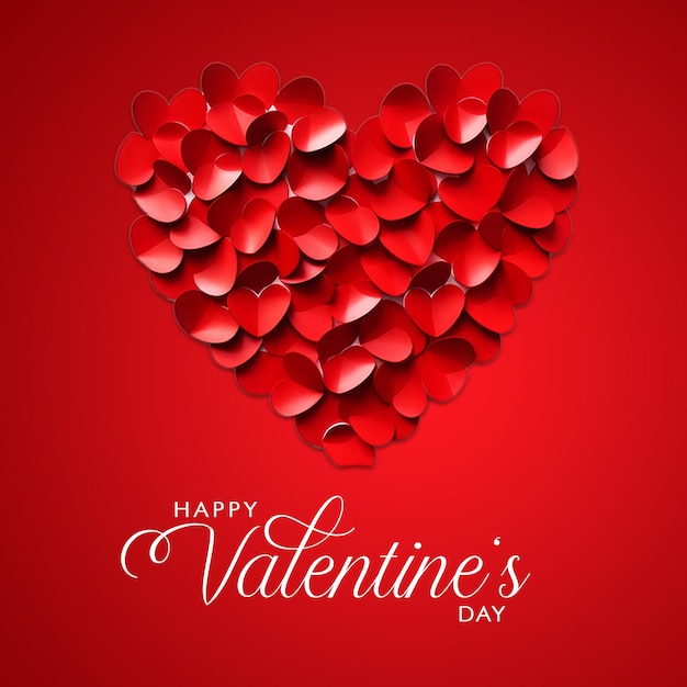 Presentación Feliz tarjeta de San Valentín en papel estilo de arte vectorial