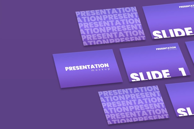 PSD presentación horizontal con maqueta de diapositivas.