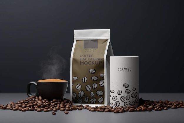 Presentación de marca de bolsa de café realista
