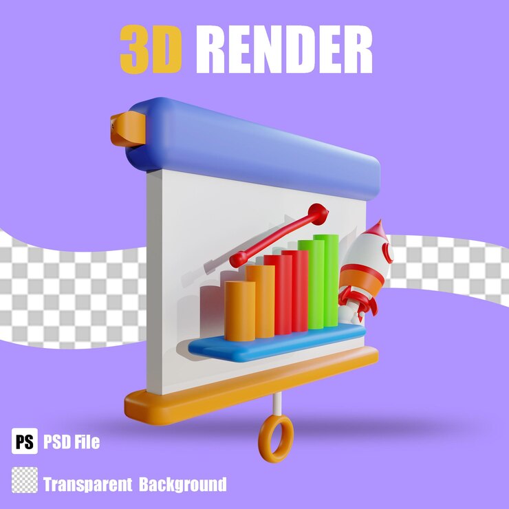PSD presentación de negocios 2 de renderizado 3d con fondo transparente