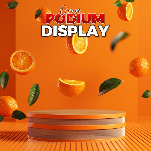 PSD presentación del producto diseño de fondo decorativo con naranja