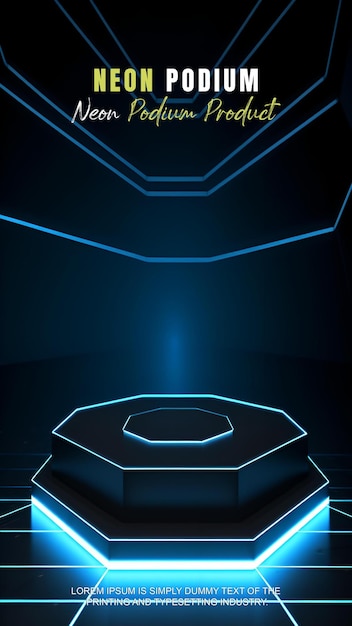 presentación de producto de maqueta con escena de luz de neón