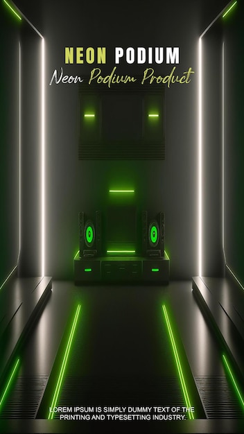 presentación de producto de maqueta con escena de luz de neón