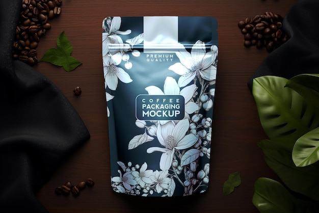 Presentación de producto de marca de bolsa de café