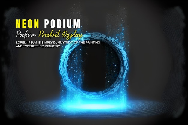 Presentación de productos de maqueta de exhibición en el escenario del podio futurista con escena de luz de neón dispaly de productos