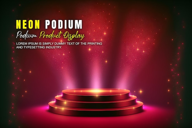 Presentación de productos de maqueta de exhibición en el escenario del podio futurista con escena de luz de neón dispaly de productos