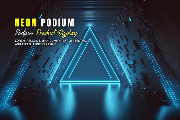 Presentación de productos de maqueta de exhibición en el escenario del podio futurista con escena de luz de neón dispaly de productos