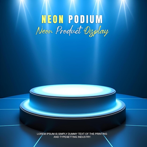 Presentación de productos de maqueta de exhibición en el escenario del podio futurista con escena de luz de neón dispaly de productos