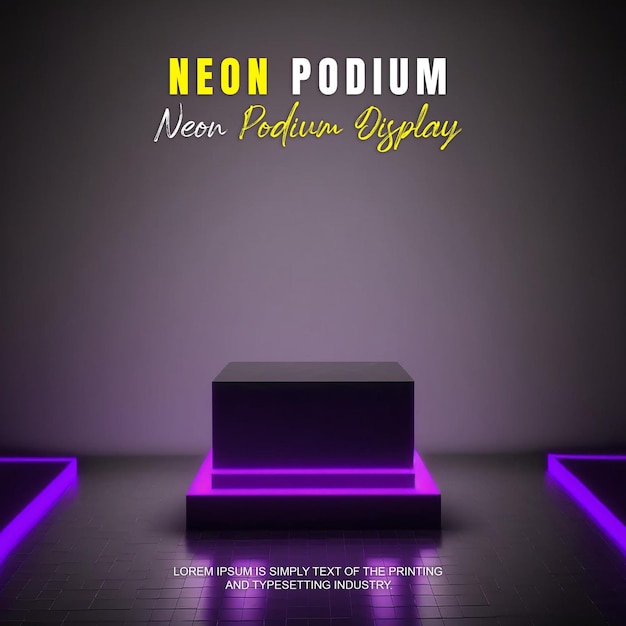 Presentación de productos de maqueta de exhibición en el escenario del podio futurista con escena de luz de neón dispaly de productos