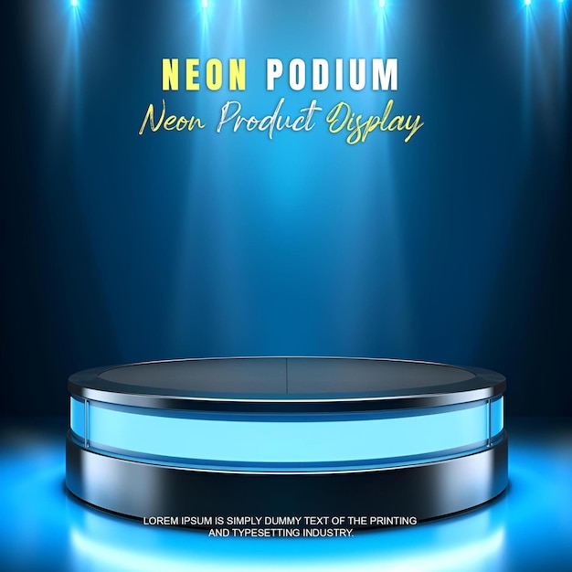 Presentación de productos de maqueta de exhibición en el escenario del podio futurista con escena de luz de neón dispaly de productos