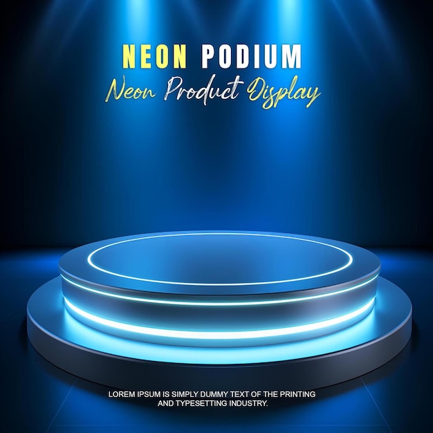 Presentación de productos de maqueta de exhibición en el escenario del podio futurista con escena de luz de neón dispaly de productos
