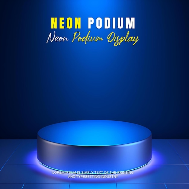 Presentación de productos de maqueta de exhibición en el escenario del podio futurista con escena de luz de neón dispaly de productos
