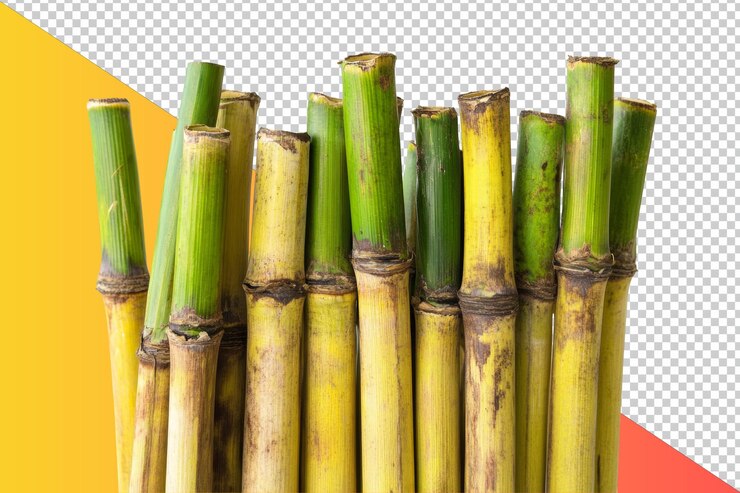 PSD una presentación visualmente atractiva de la caña de azúcar arreglada con cuidado que promueve su delicioso sabor y valor nutricional