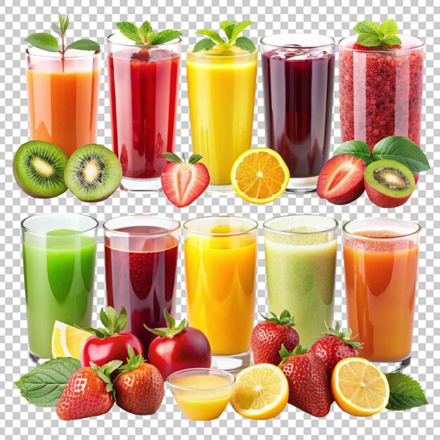 PSD présentant des jus de fruits frais