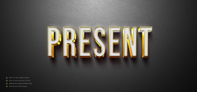 Presentar efecto de estilo editable de texto dorado en 3D