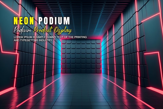 présentation d'une maquette de produit avec une scène de lumière au néon