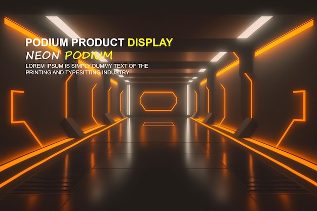 présentation d'une maquette de produit avec une scène de lumière au néon