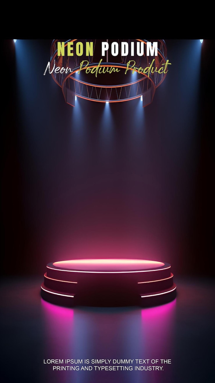 PSD présentation d'un modèle de produit avec une scène de lumière au néon