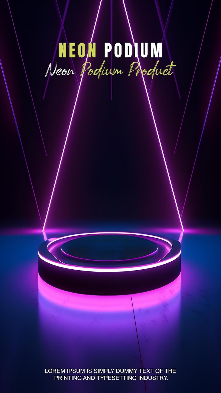 PSD présentation d'un modèle de produit avec une scène de lumière au néon