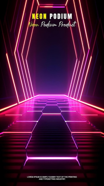 présentation d'un modèle de produit avec une scène de lumière au néon