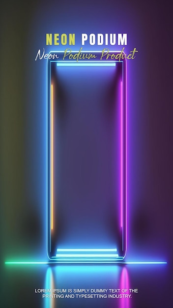 présentation d'un modèle de produit avec une scène de lumière au néon