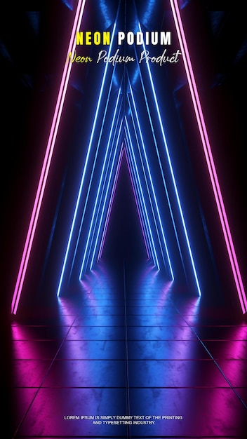 présentation d'un modèle de produit avec une scène de lumière au néon