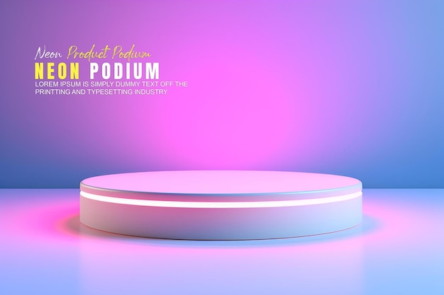 présentation d'un modèle de produit sur une scène de podium futuriste avec une scène de lumière au néon
