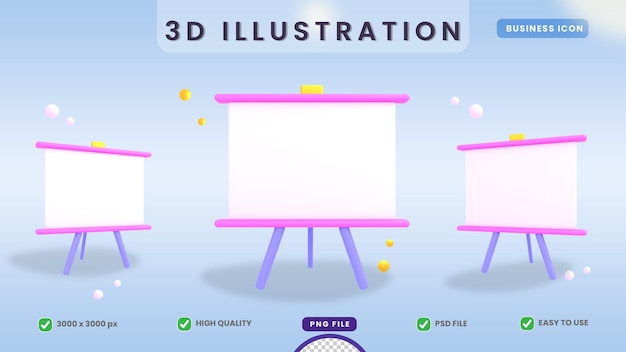 Présentation De Tableau Blanc Icône 3d Premium Psd