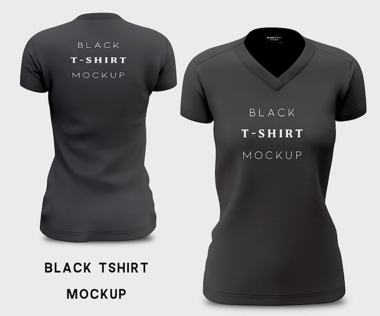 présentation de tshirt noir votre maquette de conception