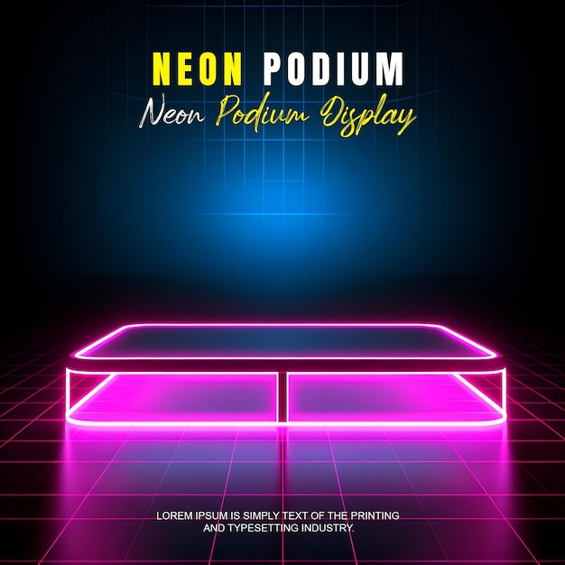 presentazione del prodotto con scena luminosa al neon dispaly del prodotto