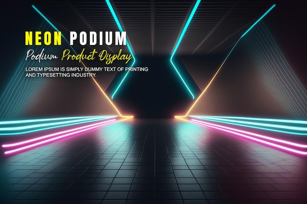 presentazione del prodotto con una scena di luce al neon
