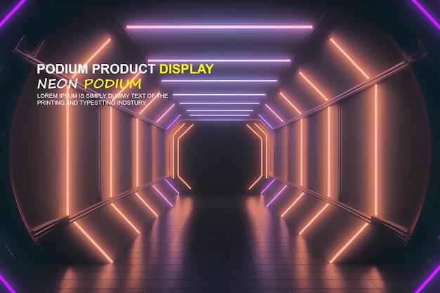 presentazione del prodotto con una scena di luce al neon