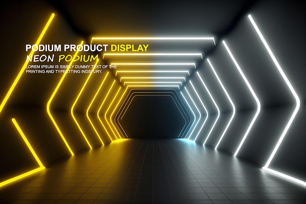 presentazione del prodotto con una scena di luce al neon