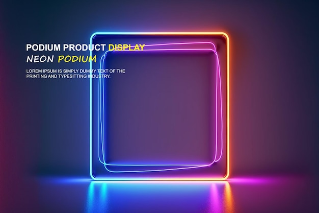 presentazione del prodotto con una scena di luce al neon