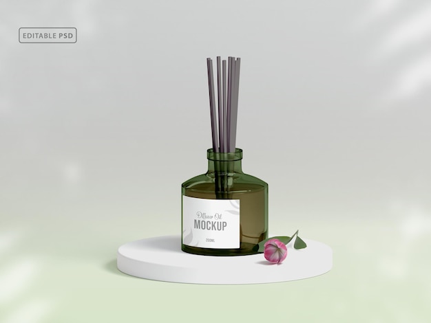 presentazione mockup bottiglia diffusore di aromi freschi