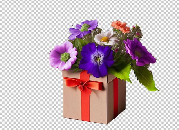 Presente de comemoração com flores