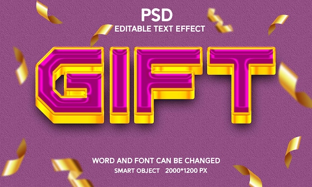 presente efeito de texto totalmente editável com fundo