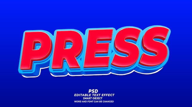 Pressione o modelo PSD de efeito de texto editável em 3D