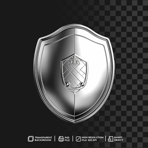 Prestigioso escudo de brillo plateado sobre fondo claro